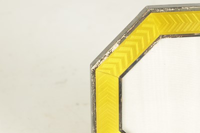 Lot 455 - A 19TH CENTURY ITALIAN YELLOW GUILLOCHE ENAMEL AND SILVER PHOTO FRAME