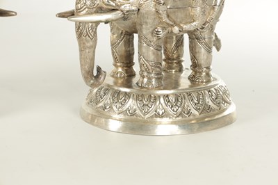 Lot 222 - A PAIR OF LATE 19TH CENTURY INDIAN SILVER SCULPTURES OF ELEPHANTS