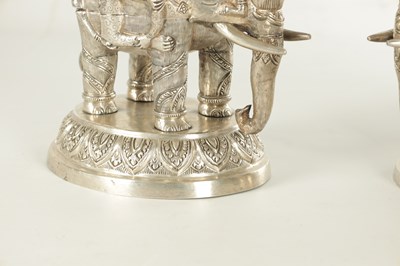 Lot 222 - A PAIR OF LATE 19TH CENTURY INDIAN SILVER SCULPTURES OF ELEPHANTS