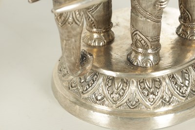 Lot 222 - A PAIR OF LATE 19TH CENTURY INDIAN SILVER SCULPTURES OF ELEPHANTS