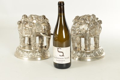 Lot 222 - A PAIR OF LATE 19TH CENTURY INDIAN SILVER SCULPTURES OF ELEPHANTS