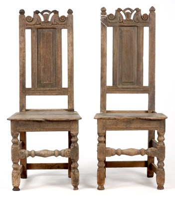 Lot 836 - A PAIR OF LATE 17TH CENTURY JOINED OAK HALL...