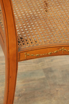 Lot A THREE PIECE 19TH CENTURY SHERATON STYLE PAINTED SATINWOOD BERGERE DRAWING ROOM SUITE