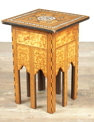 Lot 283 - A LATE 19TH CENTURY ISLAMIC PARQUETRY INLAID SQUARE OCCASIONAL TABLE