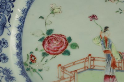 Lot 178 - AN 18TH CENTURY CHINESE FAMILLE ROSE CLIPPED RECTANGULAR DISH