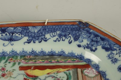 Lot 178 - AN 18TH CENTURY CHINESE FAMILLE ROSE CLIPPED RECTANGULAR DISH