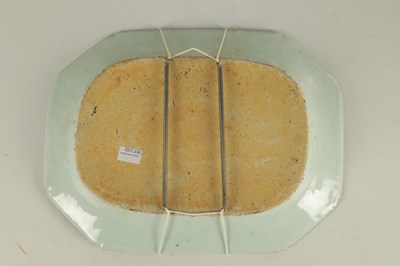 Lot 178 - AN 18TH CENTURY CHINESE FAMILLE ROSE CLIPPED RECTANGULAR DISH