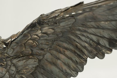 Lot 214 - A JAPANESE MEIJI PERIOD SILVERED BRONZE EAGLE SIGNED MASATSUNE