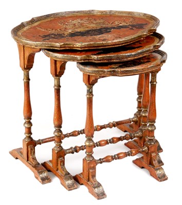 Lot 845 - A NEST OF THREE 19TH CENTURY PAINTED WOOD...