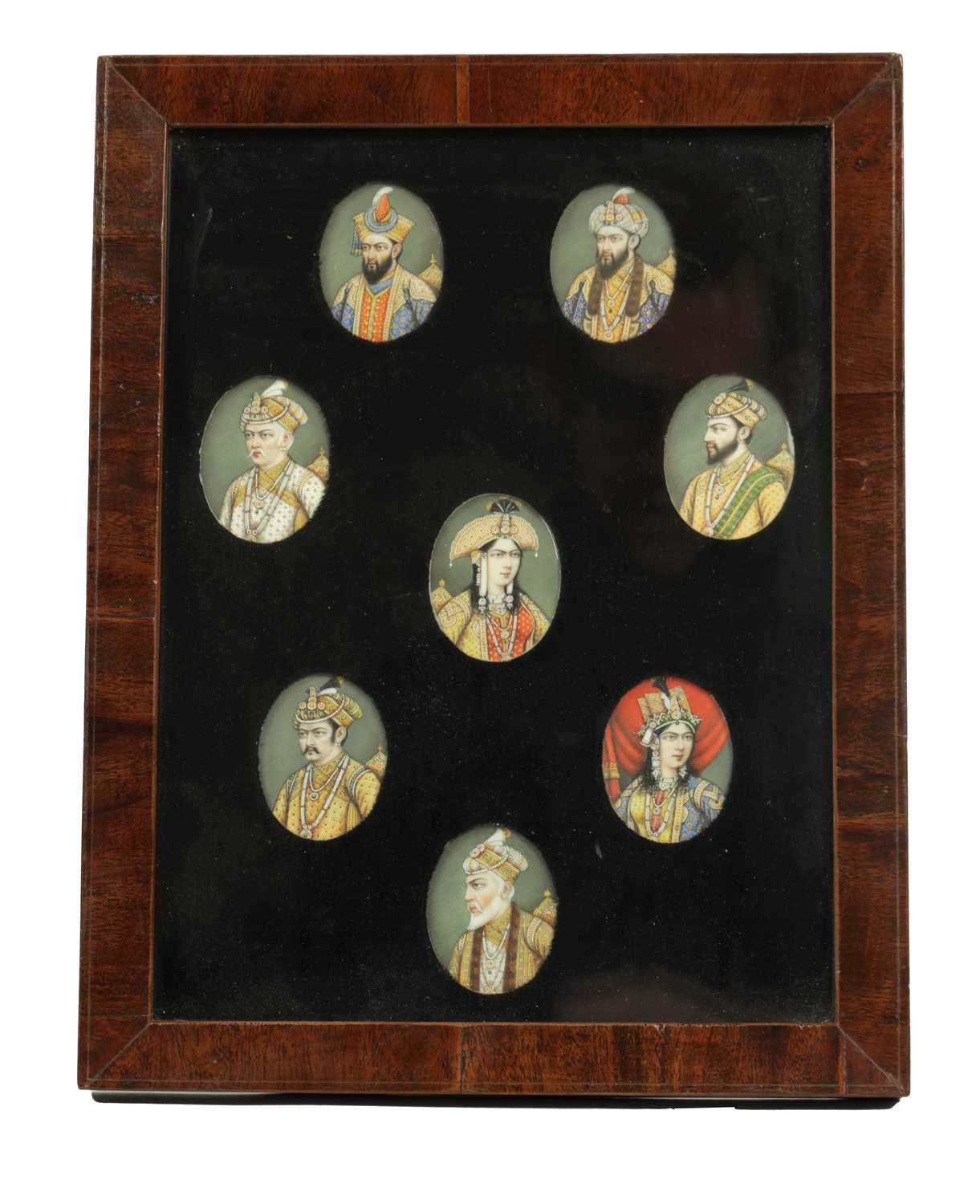 Lot 295 - A FRAMED COLLECTION OF 19TH CENTURY INDIAN PORTRAIT MINIATURES ON IVORY