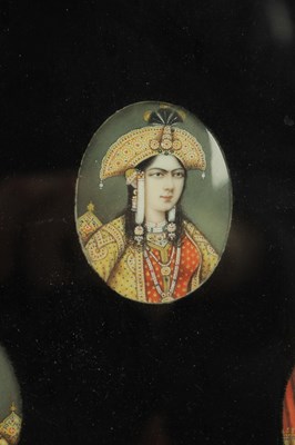 Lot 295 - A FRAMED COLLECTION OF 19TH CENTURY INDIAN PORTRAIT MINIATURES ON IVORY