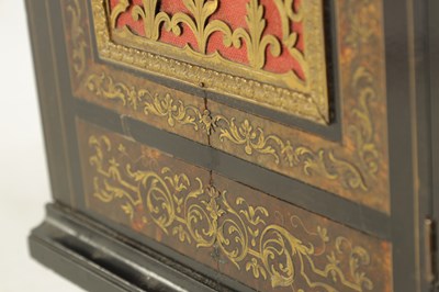 Lot A FINE AND IMPRESSIVE LATE 19TH CENTURY BRASS INLAID BOULLE WORK AND EBONSIED THREE TRAIN BRACKET CLOCK