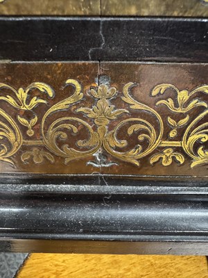 Lot A FINE AND IMPRESSIVE LATE 19TH CENTURY BRASS INLAID BOULLE WORK AND EBONSIED THREE TRAIN BRACKET CLOCK