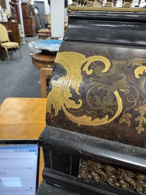 Lot A FINE AND IMPRESSIVE LATE 19TH CENTURY BRASS INLAID BOULLE WORK AND EBONSIED THREE TRAIN BRACKET CLOCK