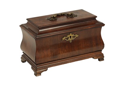 Lot 917 - AN UNUSUAL EARLY GEORGE III MAHOGANY TEA CADDY OF OGEE SHAPE