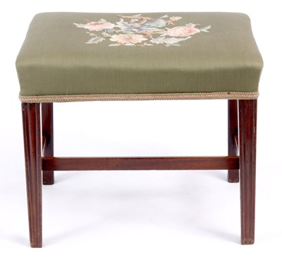 Lot 876 - A GEORGE III MAHOGANY DRESSING STOOL WITH...