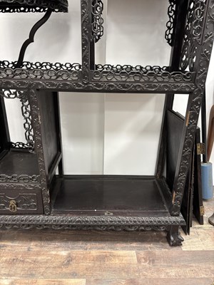 Lot 271 - A GOOD 19TH CENTURY CHINESE CARVED HARDWOOD DISPLAY CABINET