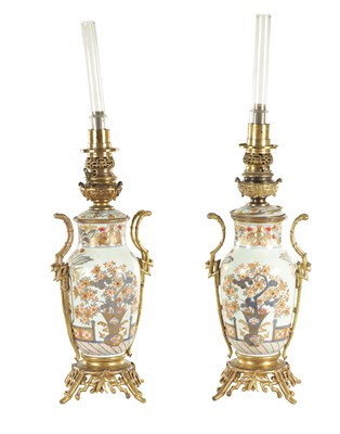 Lot 269 - A PAIR OF LATE 19TH CENTURY JAPANESE MEIJI IMARI AND GILT VASE LAMPS OF AESTHETIC DESIGN