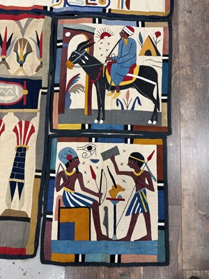 Lot 744 - A COLLECTION OF 20TH CENTURY EGYPTIANESQUE ART DECO EMBROIDERED TAPESTRY PANELS