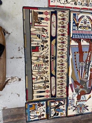 Lot 744 - A COLLECTION OF 20TH CENTURY EGYPTIANESQUE ART DECO EMBROIDERED TAPESTRY PANELS