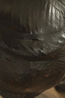 Lot 628 - A LARGE LIBERTY STYLE LEATHER BOUND MODEL OF A RHINO
