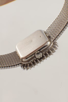 Lot 1412 - A LADIES 18CT WHITE GOLD AND DIAMOND SET OMEGA DE VILLE WRIST WATCH