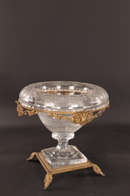 Lot 24 - A 19TH CENTURY BACCARAT STYLE CRYSTAL CUT GLASS AND ORMOLU MOUNTED FRENCH CENTRE PIECE