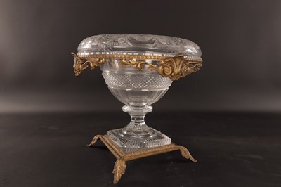Lot 24 - A 19TH CENTURY BACCARAT STYLE CRYSTAL CUT GLASS AND ORMOLU MOUNTED FRENCH CENTRE PIECE