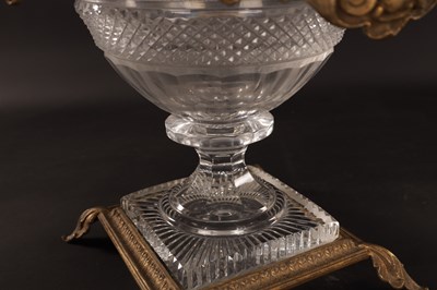 Lot 24 - A 19TH CENTURY BACCARAT STYLE CRYSTAL CUT GLASS AND ORMOLU MOUNTED FRENCH CENTRE PIECE