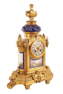 Lot A LATE 19TH CENTURY FRENCH JEWELLED SEVRES PORCELAIN AND ORMOLU MATEL CLOCK