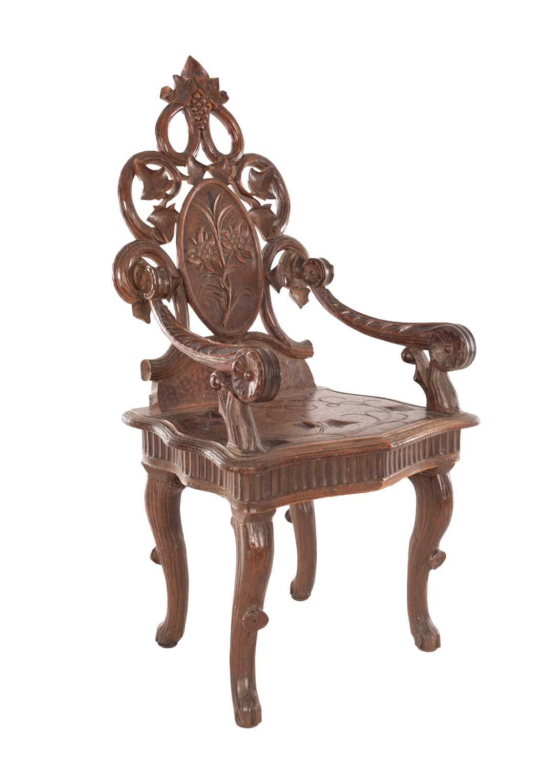 Lot 1160 - A 19TH CENTURY BLACK FOREST CARVED WALNUT