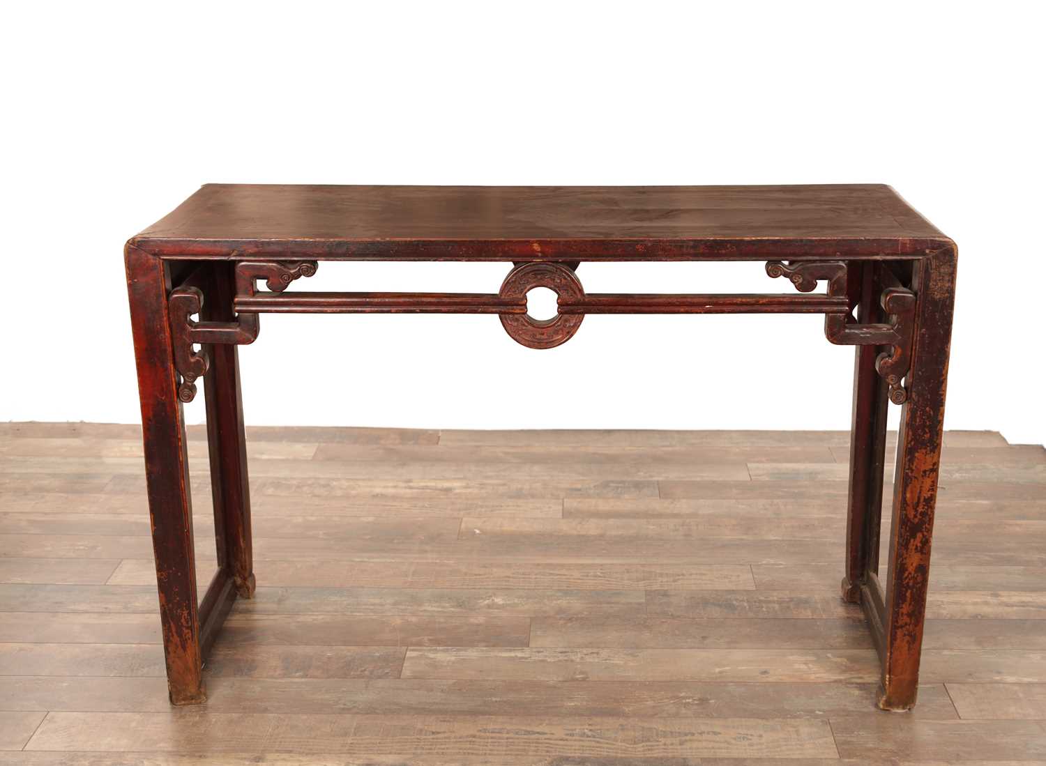 Lot 261 - AN 18TH CENTURY CHINESE STAINED SOFTWOOD ALTER TABLE