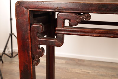 Lot 261 - AN 18TH CENTURY CHINESE STAINED SOFTWOOD ALTER TABLE