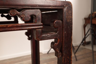 Lot 261 - AN 18TH CENTURY CHINESE STAINED SOFTWOOD ALTER TABLE