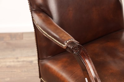 Lot 1287 - A GEORGE III STYLE MAHOGANY GAINSBOROUGH CHAIR