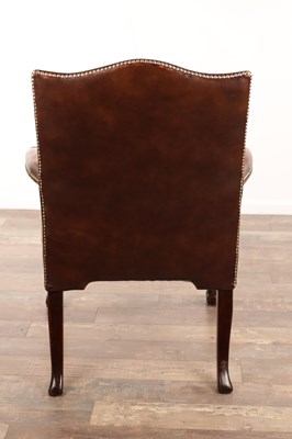 Lot 1287 - A GEORGE III STYLE MAHOGANY GAINSBOROUGH CHAIR