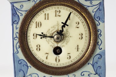 Lot 44 - A LATE 19TH CENTURY DELFT BLUE AND WHITE MINIATURE LONGCASE CLOCK