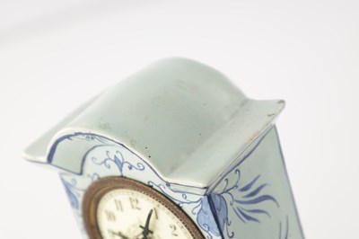 Lot 44 - A LATE 19TH CENTURY DELFT BLUE AND WHITE MINIATURE LONGCASE CLOCK
