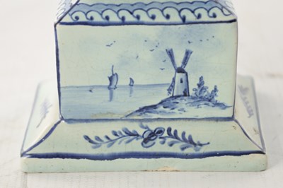 Lot 44 - A LATE 19TH CENTURY DELFT BLUE AND WHITE MINIATURE LONGCASE CLOCK