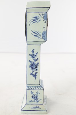 Lot 44 - A LATE 19TH CENTURY DELFT BLUE AND WHITE MINIATURE LONGCASE CLOCK