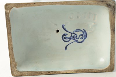 Lot 44 - A LATE 19TH CENTURY DELFT BLUE AND WHITE MINIATURE LONGCASE CLOCK