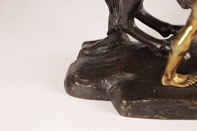 Lot 878 - A LARGE PAIR OF 19TH CENTURY BRONZE AND GILT BRONZE MARLEY HORSES