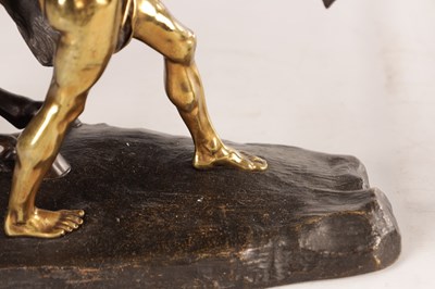 Lot 878 - A LARGE PAIR OF 19TH CENTURY BRONZE AND GILT BRONZE MARLEY HORSES