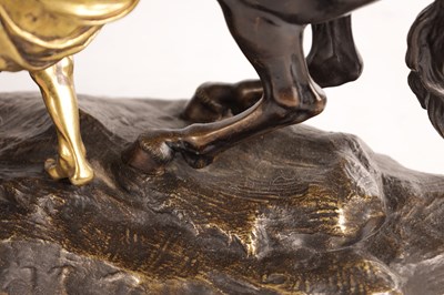 Lot 878 - A LARGE PAIR OF 19TH CENTURY BRONZE AND GILT BRONZE MARLEY HORSES