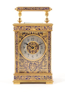 Lot A LATE 19TH CENTURY FRENCH CHAMPLEVE ENAMEL CARRIAGE CLOCK