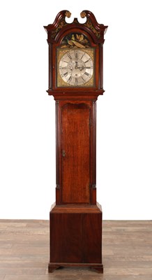 Lot THOMAS DENMAN, CHESTER. A GEORGE III OAK AND MAHOGANY EIGHT DAY LONGCASE CLOCK