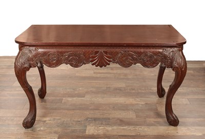 Lot A 19TH CENTURY IRISH CARVED MAHOGANY SERVING TABLE IN THE MANNER OF HICKS OF DUBLIN