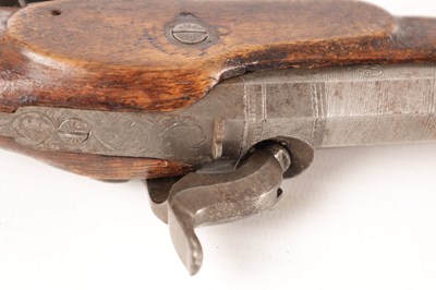 Lot 672 - A PAIR OF CASED 19TH CENTURY PERCUSSION PISTOLS