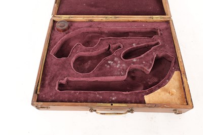 Lot 672 - A PAIR OF CASED 19TH CENTURY PERCUSSION PISTOLS