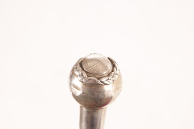 Lot 654 - TWO EARLY 20TH CENTURY SILVER TOPPED MALACCA CANE SWAGGER STICKS